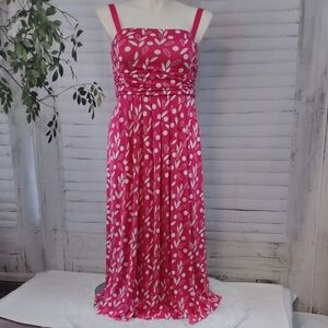 Lane Bryant Pink Leaf Print Maxi Dress Size 14/16